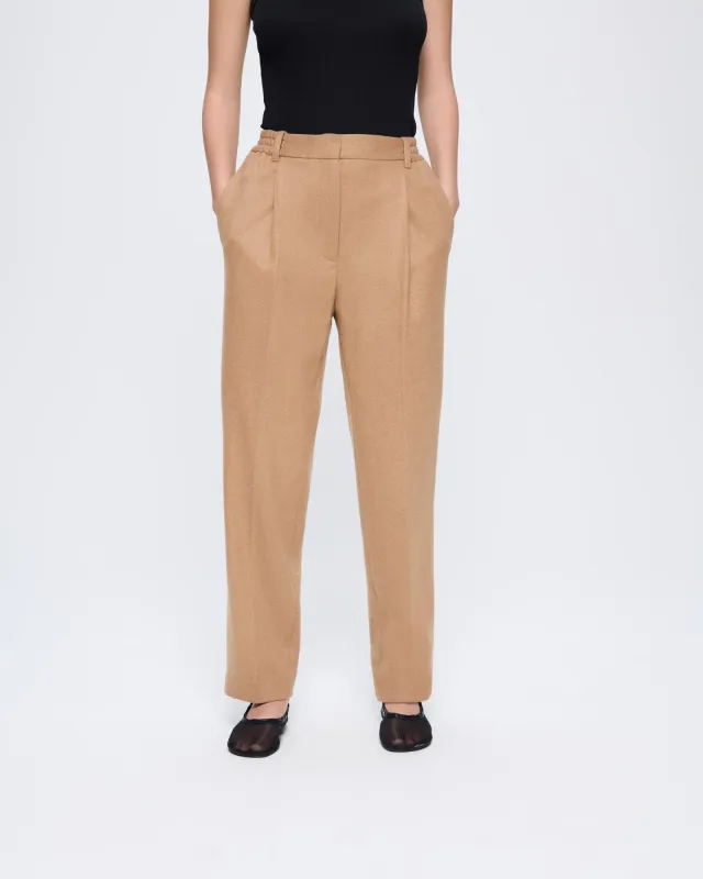Womens Recycled Wool Trousers—Desert Camel made by Pangaia