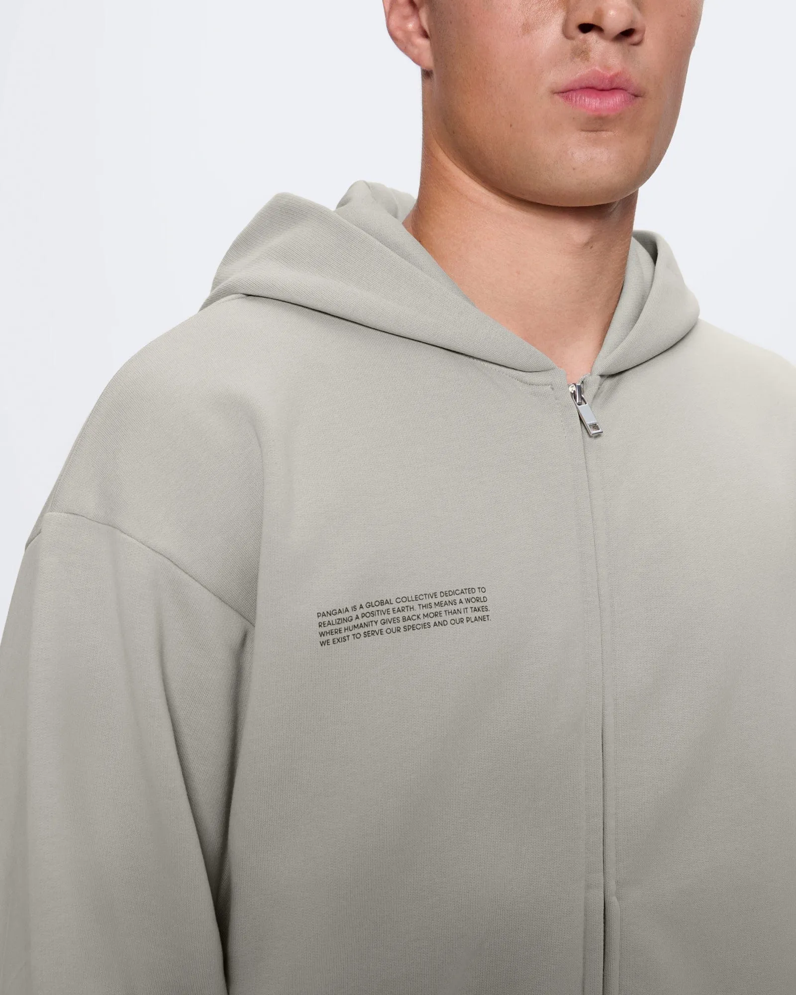 Mens 365 Heavyweight Two-Way Zip-Through Hoodie—Stone sold by Pangaia product image thumbnail 4