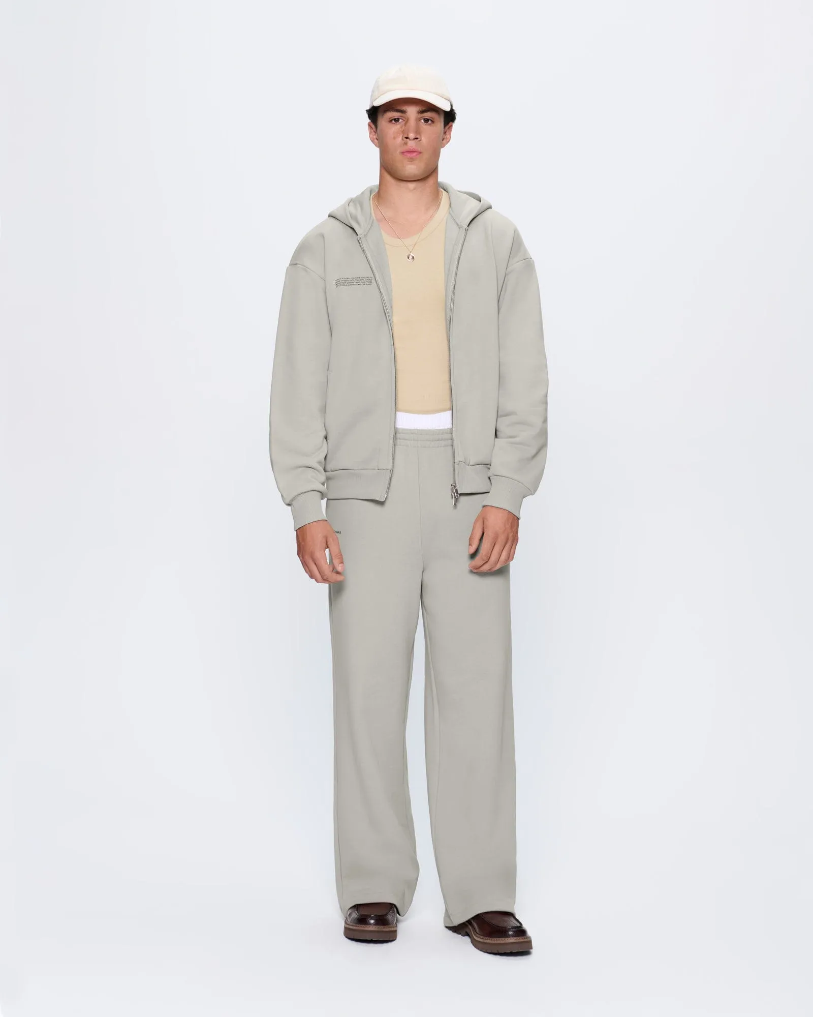 Mens 365 Heavyweight Two-Way Zip-Through Hoodie—Stone sold by Pangaia product image thumbnail 3