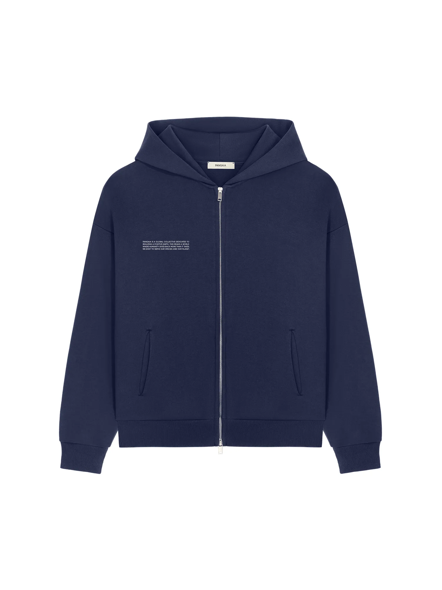Mens 365 Heavyweight Two-Way Zip-Through Hoodie—Navy sold by Pangaia product image thumbnail 2