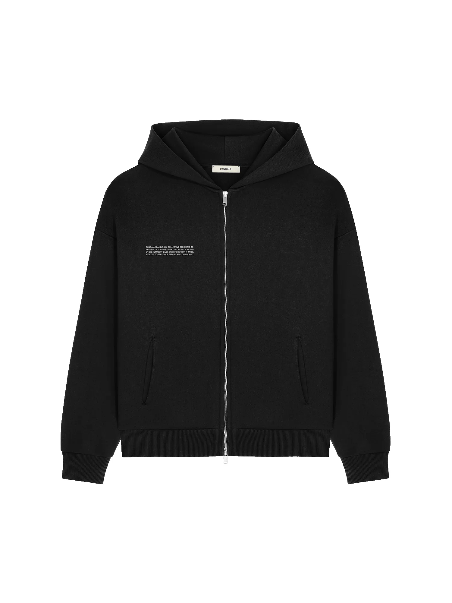 Mens 365 Heavyweight Two-Way Zip-Through Hoodie—Black sold by Pangaia product image thumbnail 2