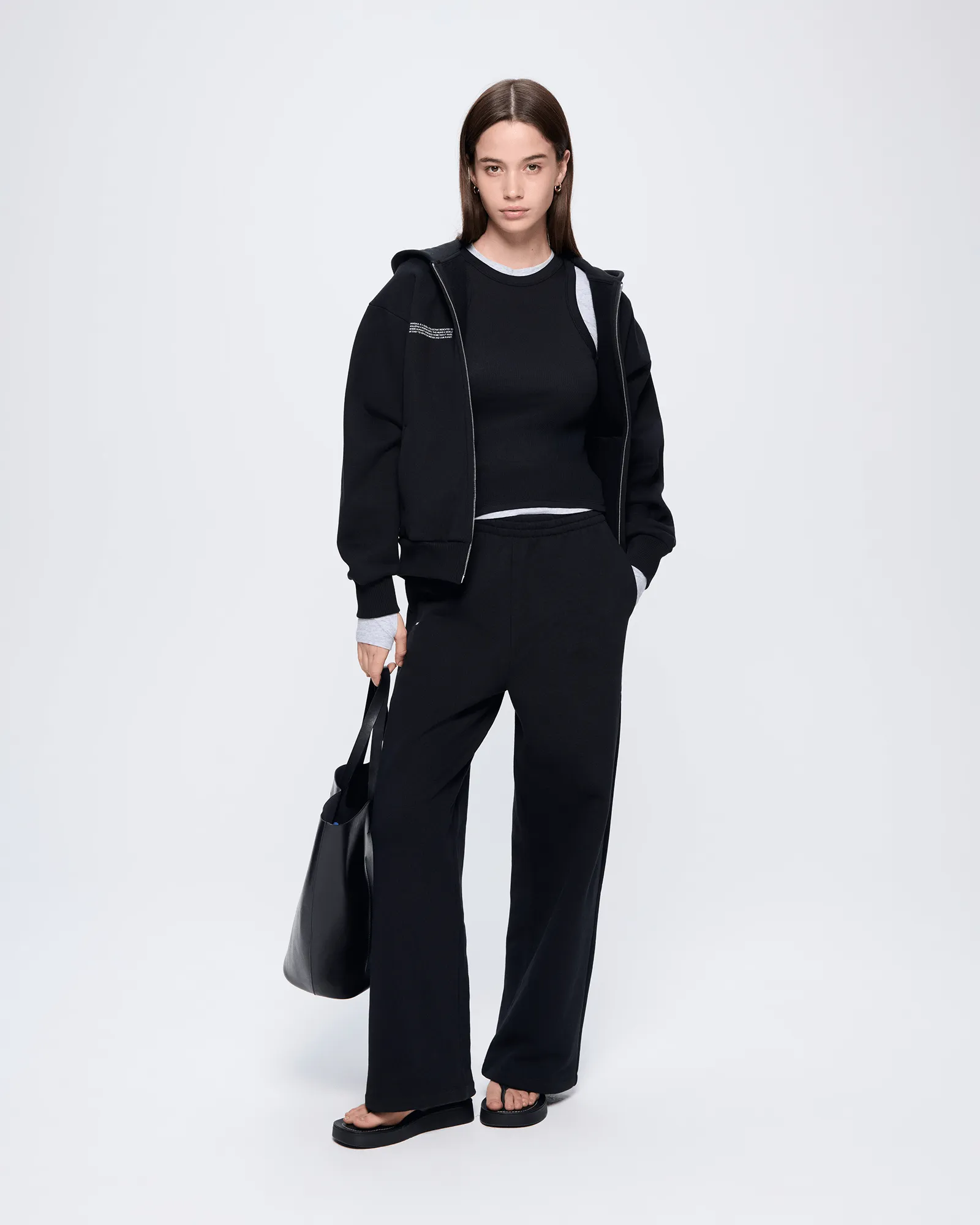 Womens 365 Heavyweight Straight Leg Track Pants—Black sold by Pangaia