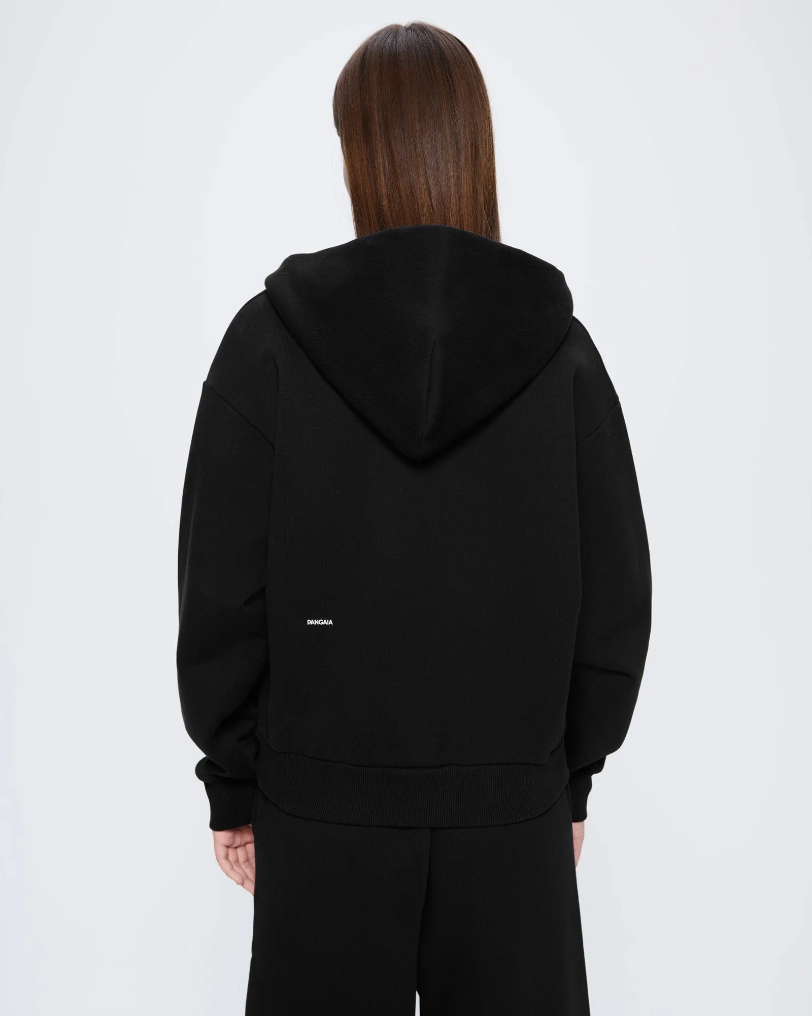 Womens 365 Heavyweight Two-Way Zip-Through Hoodie—Black sold by Pangaia product image thumbnail 4