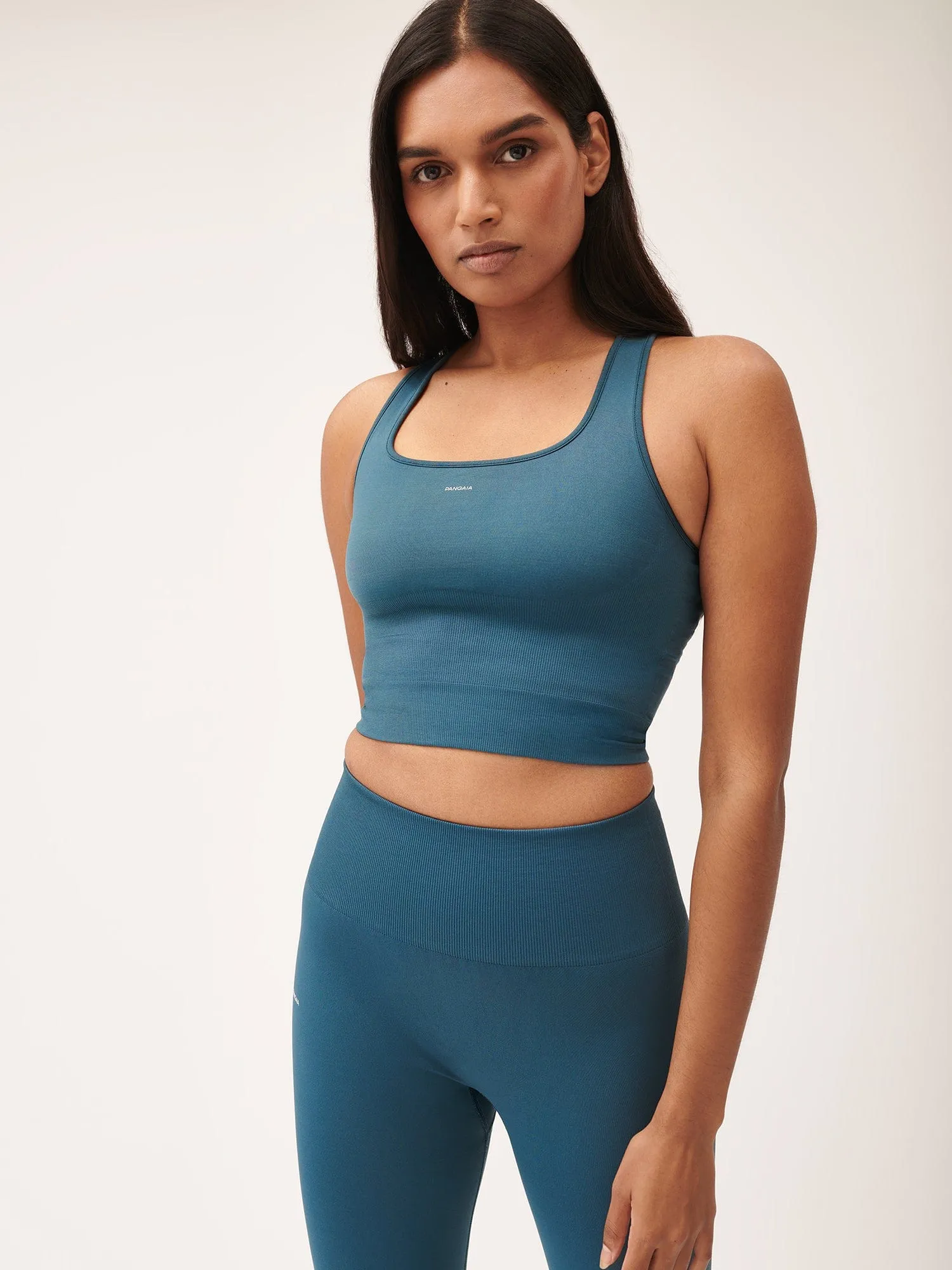 Sale Women's Plant-Stretch Compressive Ribbed Tank Top—storm blue sold by Pangaia product image thumbnail 5