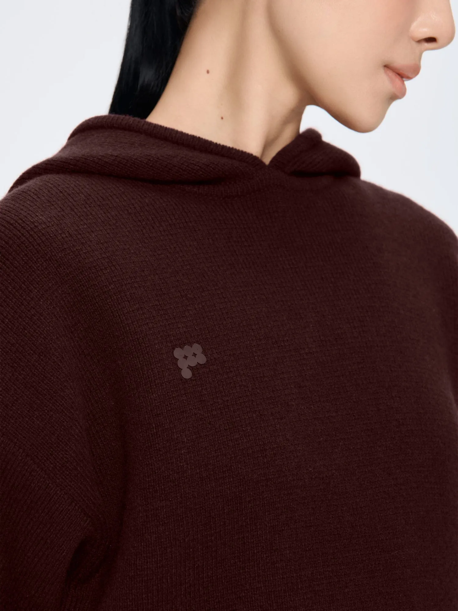 Womens Recycled Cashmere Hoodie—Dark Burgundy sold by Pangaia product image thumbnail 4