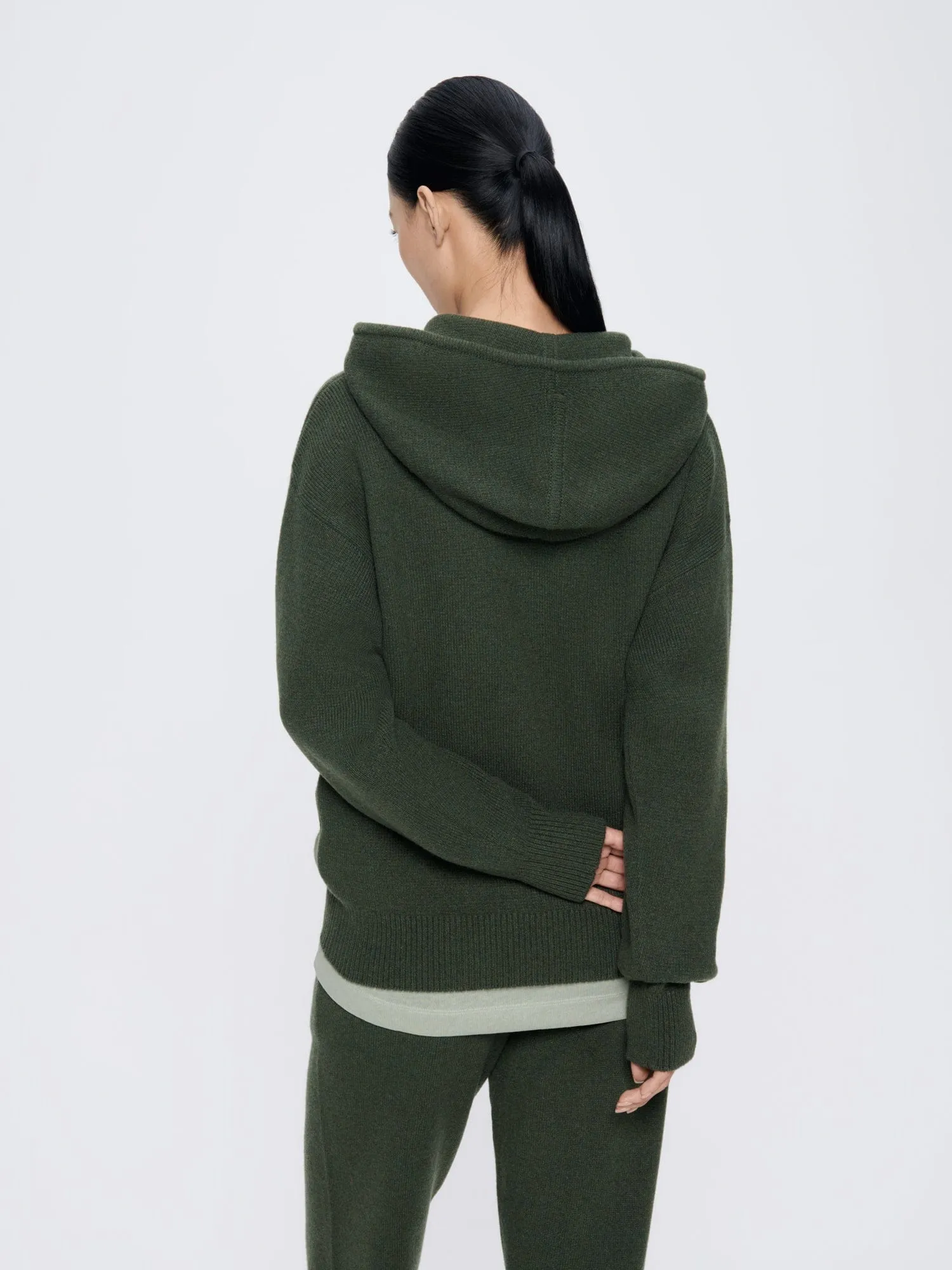 Womens Recycled Cashmere Hoodie—Rosemary Green sold by Pangaia product image thumbnail 5