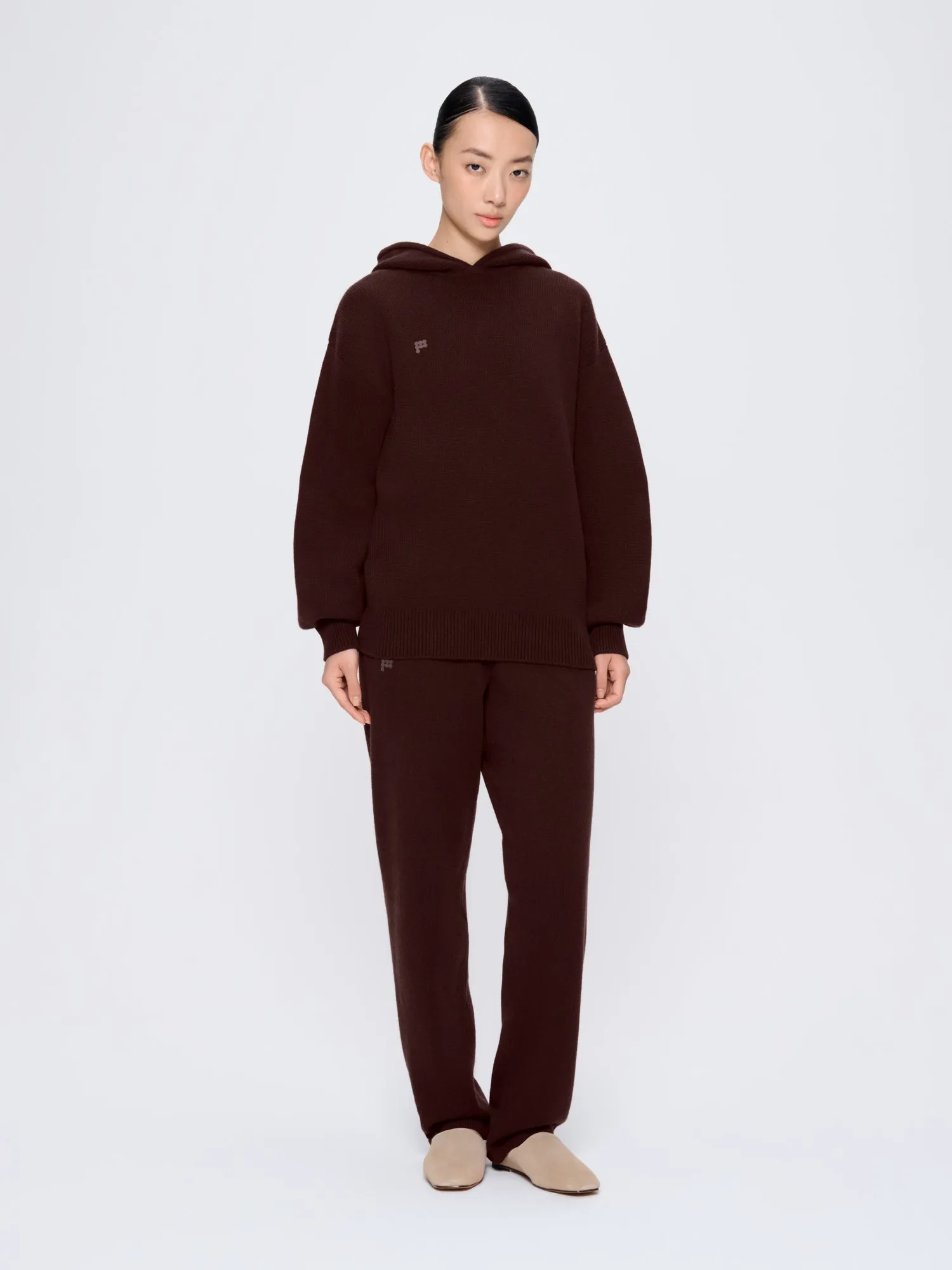 Womens Recycled Cashmere Hoodie—Dark Burgundy sold by Pangaia product image thumbnail 3