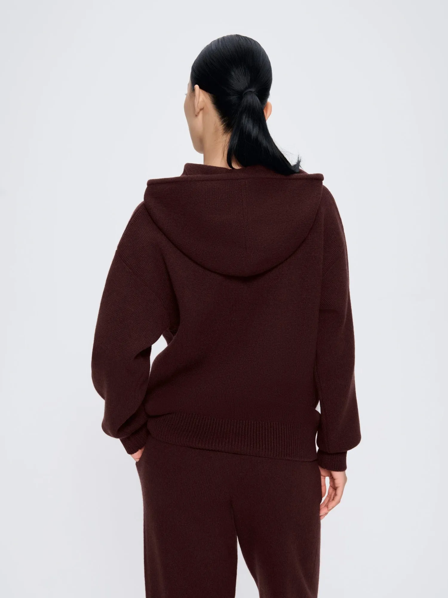 Womens Recycled Cashmere Hoodie—Dark Burgundy sold by Pangaia product image thumbnail 5