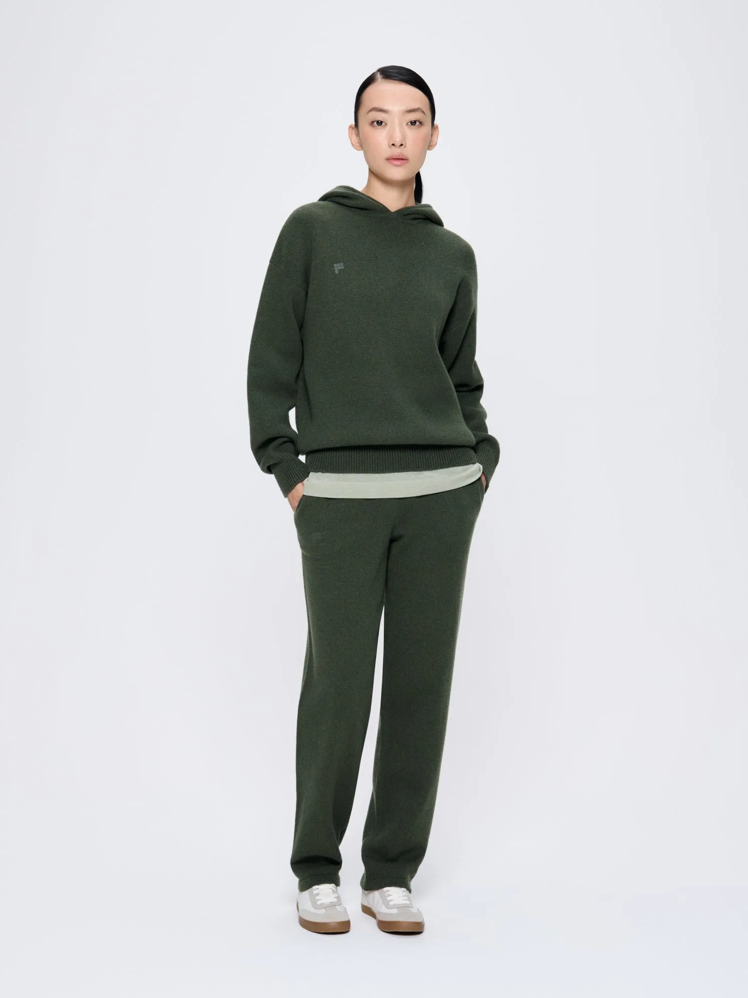 Womens Recycled Cashmere Hoodie—Rosemary Green sold by Pangaia product image thumbnail 3