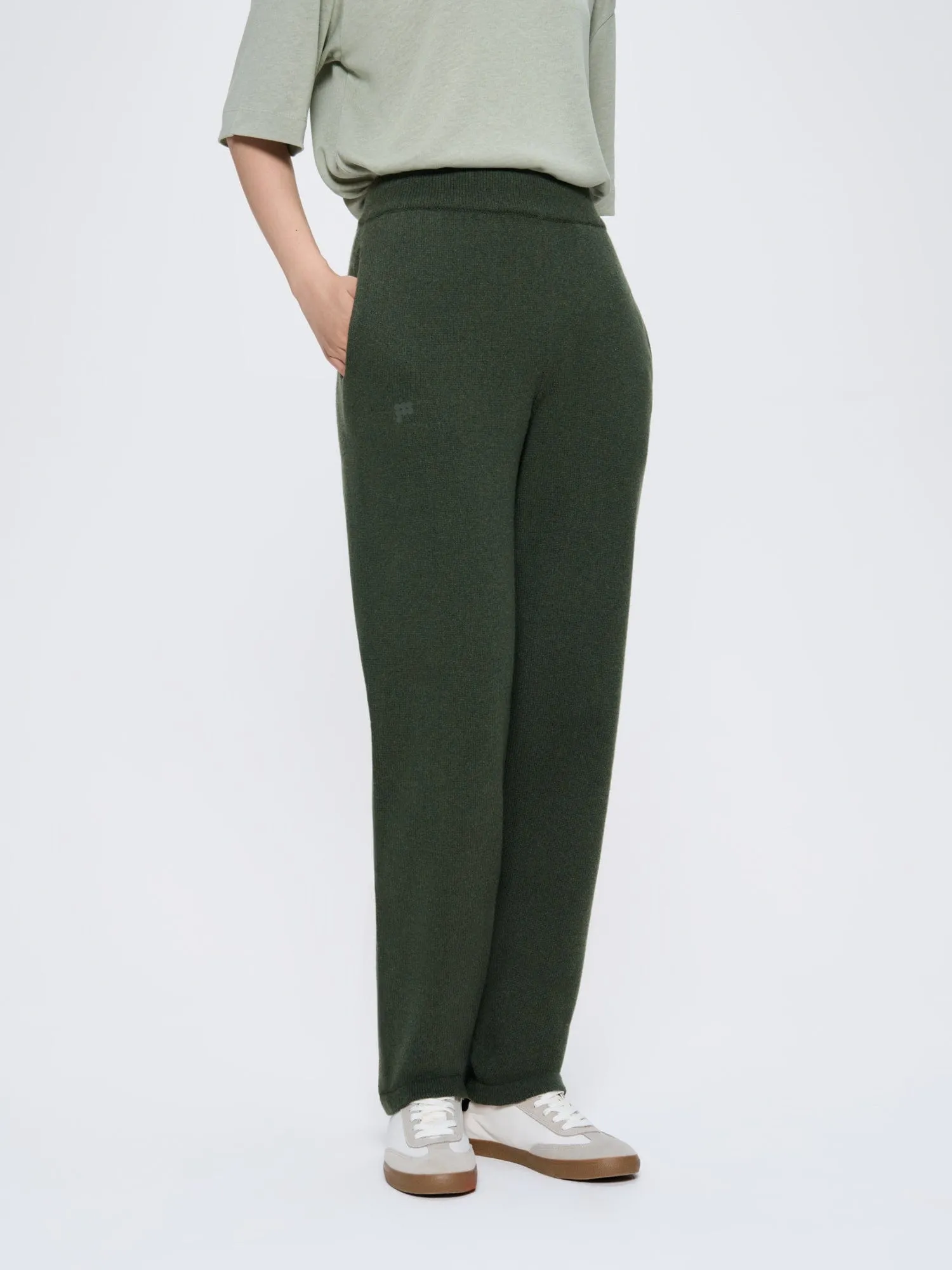 Womens Recycled Cashmere Tapered Track Pants—Rosemary Green sold by Pangaia product image thumbnail 4
