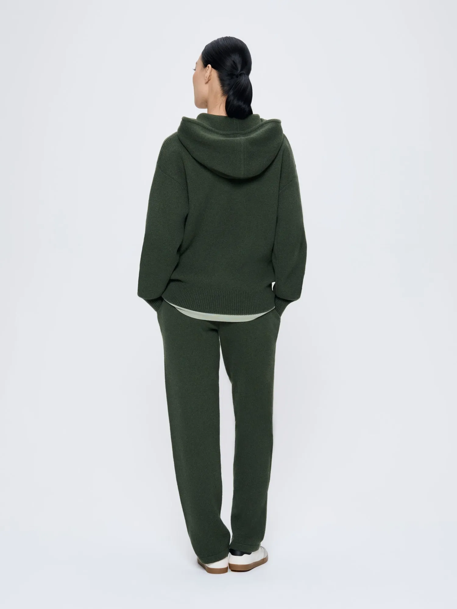 Womens Recycled Cashmere Tapered Track Pants—Rosemary Green sold by Pangaia product image thumbnail 5