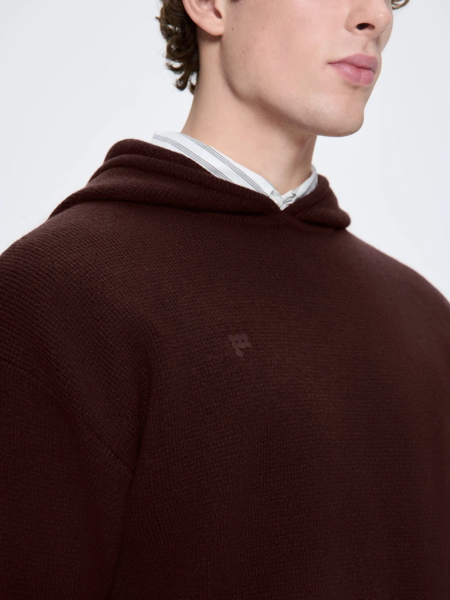 Mens Recycled Cashmere Hoodie—Dark Burgundy sold by Pangaia product image thumbnail 4