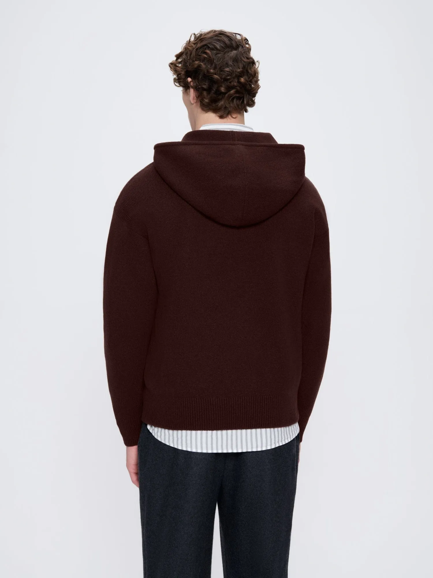 Mens Recycled Cashmere Hoodie—Dark Burgundy sold by Pangaia product image thumbnail 5