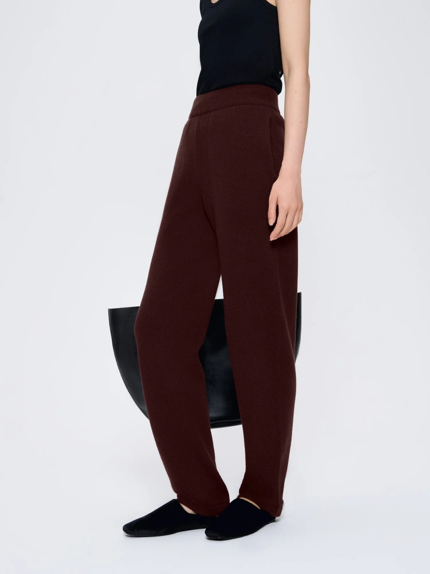 Womens Recycled Cashmere Tapered Track Pants—Dark Burgundy sold by Pangaia product image thumbnail 4