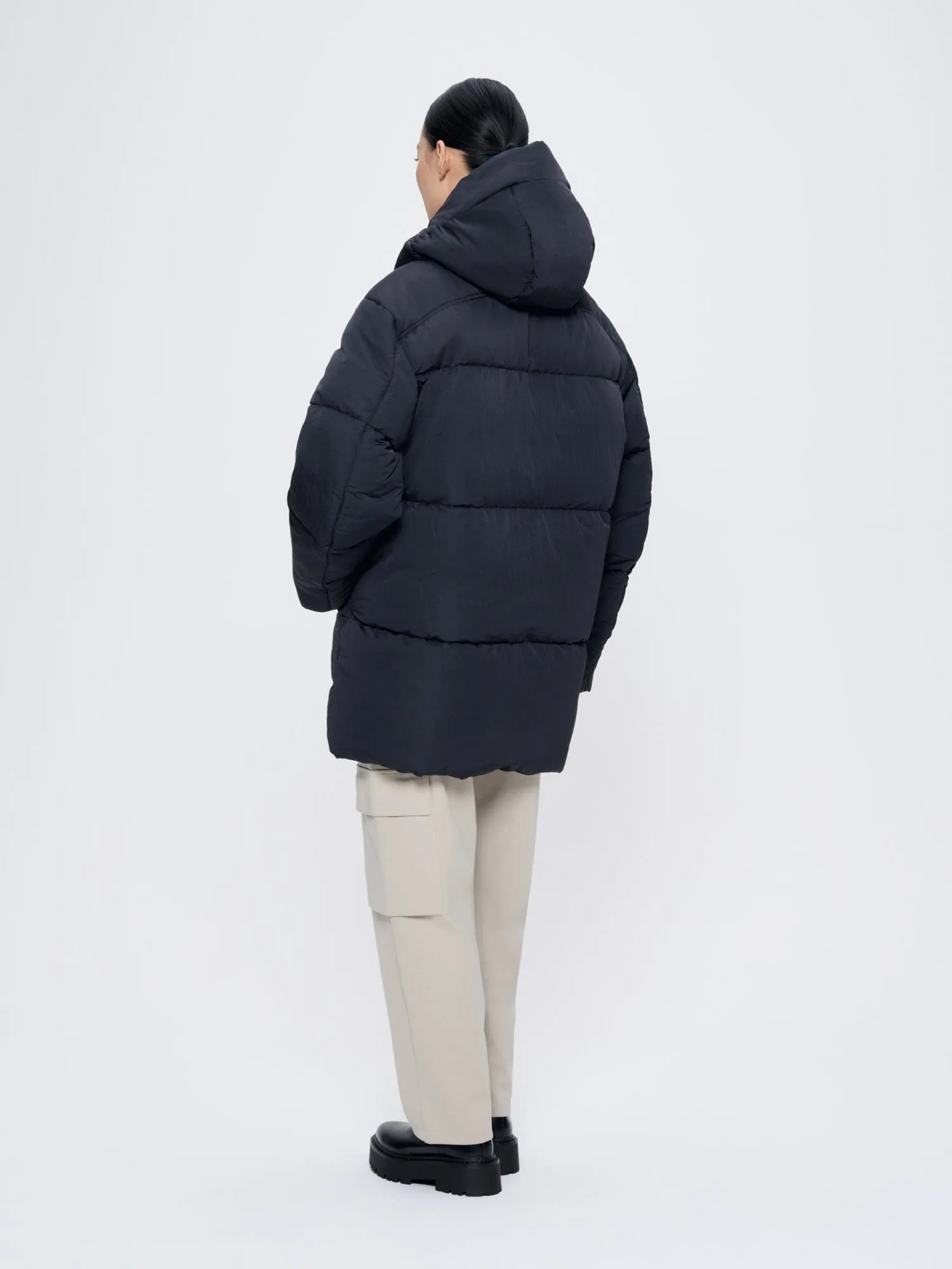 Archive Womens Flower-Warmth Recycled Nylon Long Puffer—black sold by Pangaia product image thumbnail 5