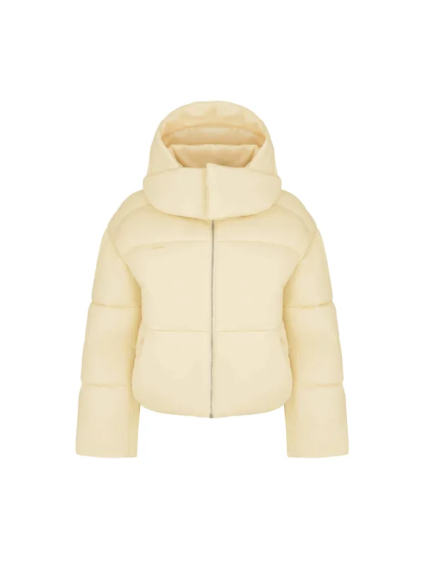 Womens Flower-Warmth Recycled Nylon Cropped Puffer—rind yellow sold by Pangaia