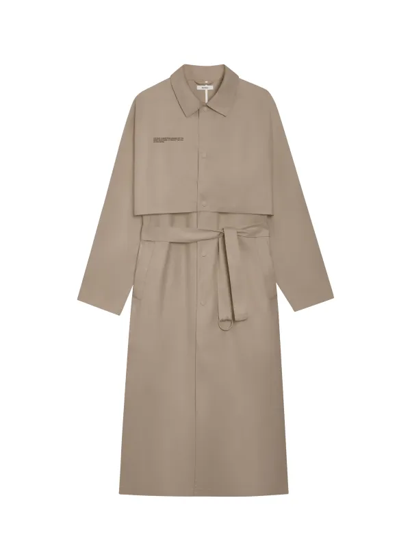 Archive Mens Organic Cotton Trench Coat—taupe sold by Pangaia