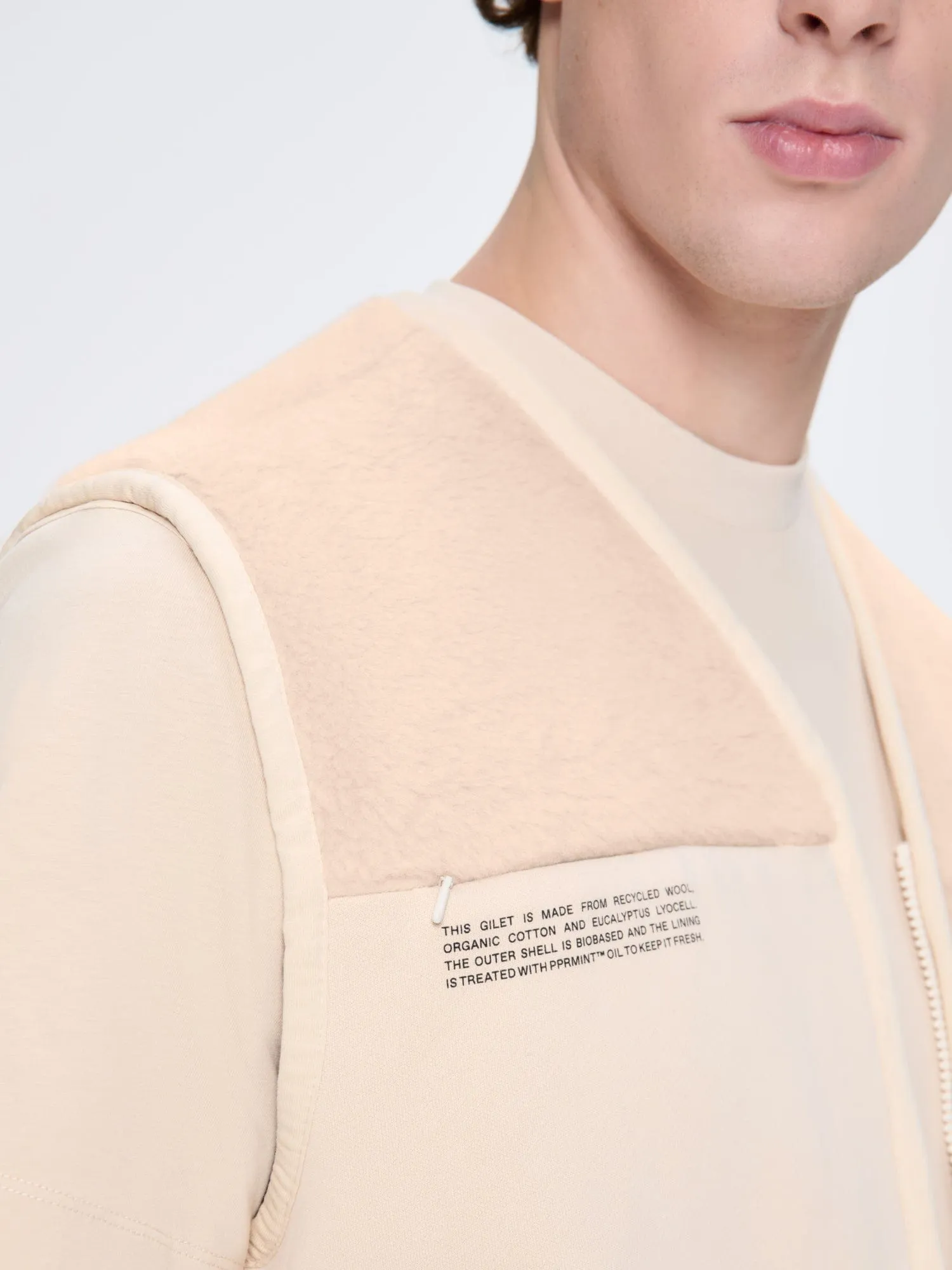 Mens Recycled Wool Fleece Gilet—sand sold by Pangaia product image thumbnail 4