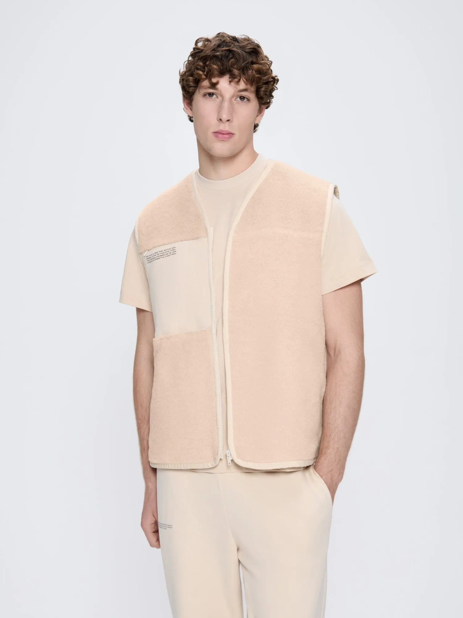 Mens Recycled Wool Fleece Gilet—sand sold by Pangaia product image thumbnail 3