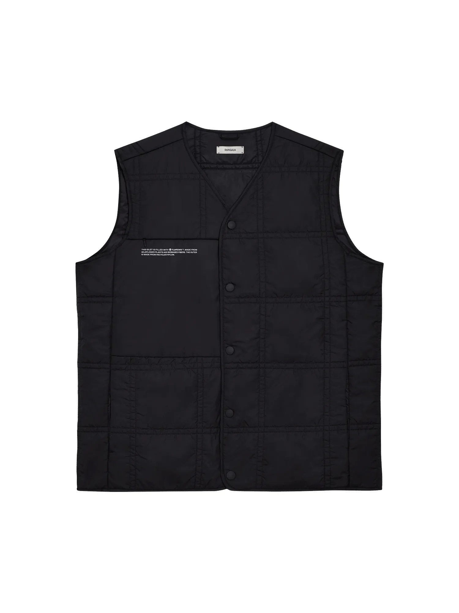 Mens Flower-Warmth Quilted Gilet—black sold by Pangaia