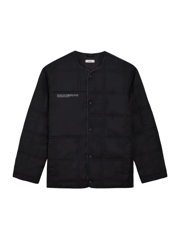 Archive Mens Flower-Warmth Quilted Collarless Jacket —black sold by Pangaia