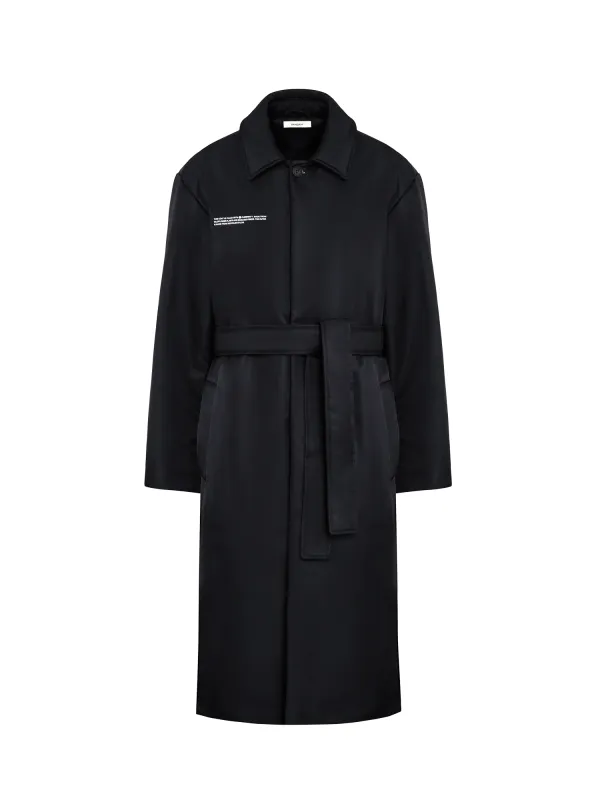 Archive Mens Flower-Warmth Trench Coat—black sold by Pangaia