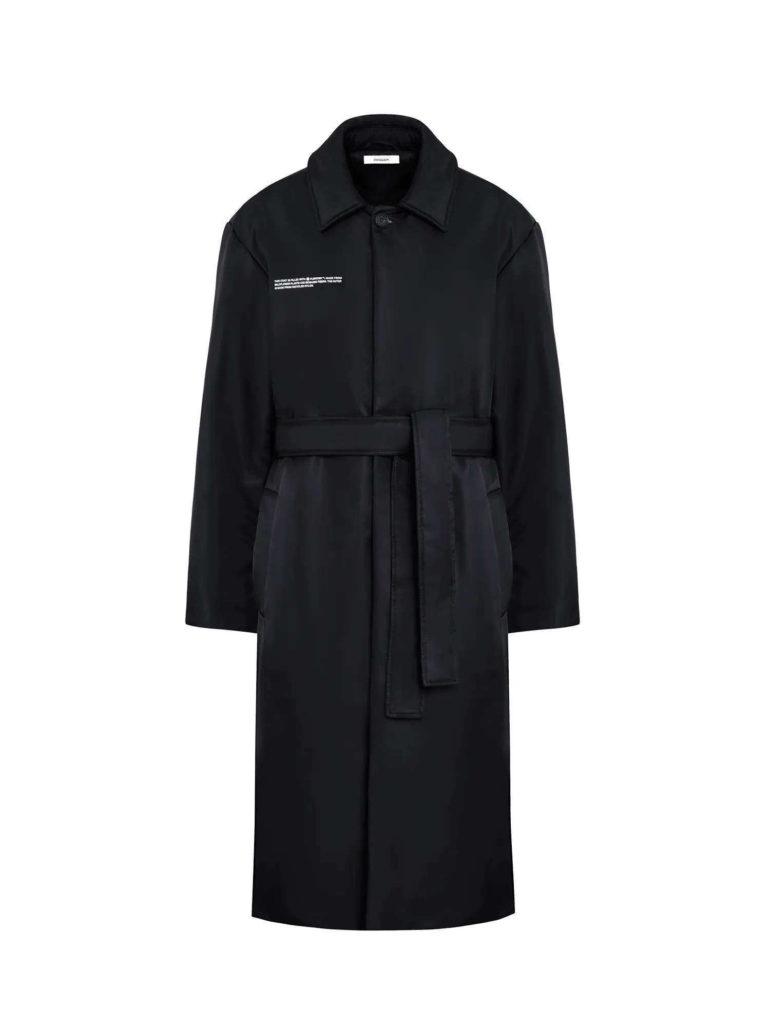Archive Mens Flower-Warmth Trench Coat—black sold by Pangaia