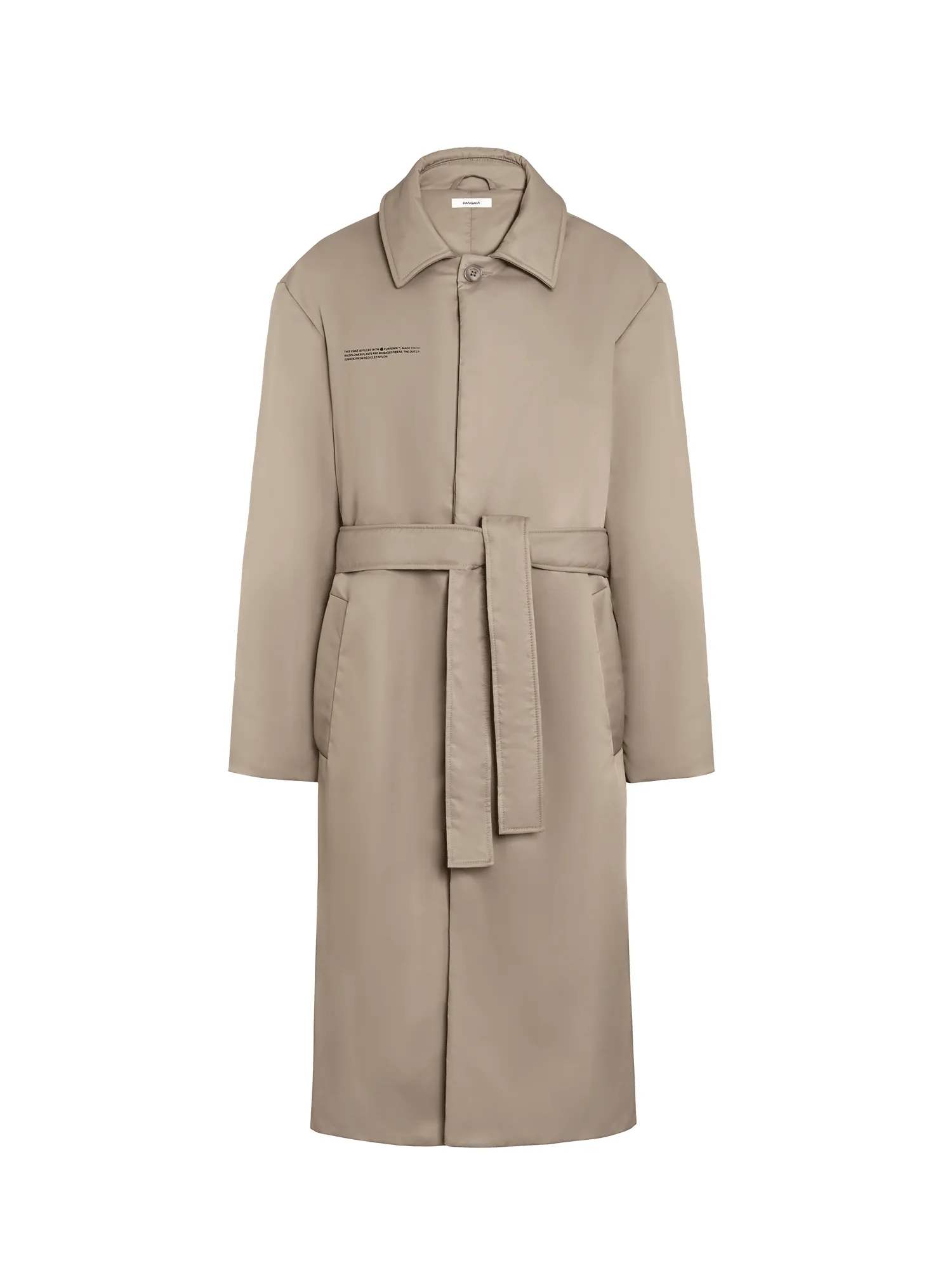 Archive Mens Flower-Warmth Trench Coat—taupe sold by Pangaia