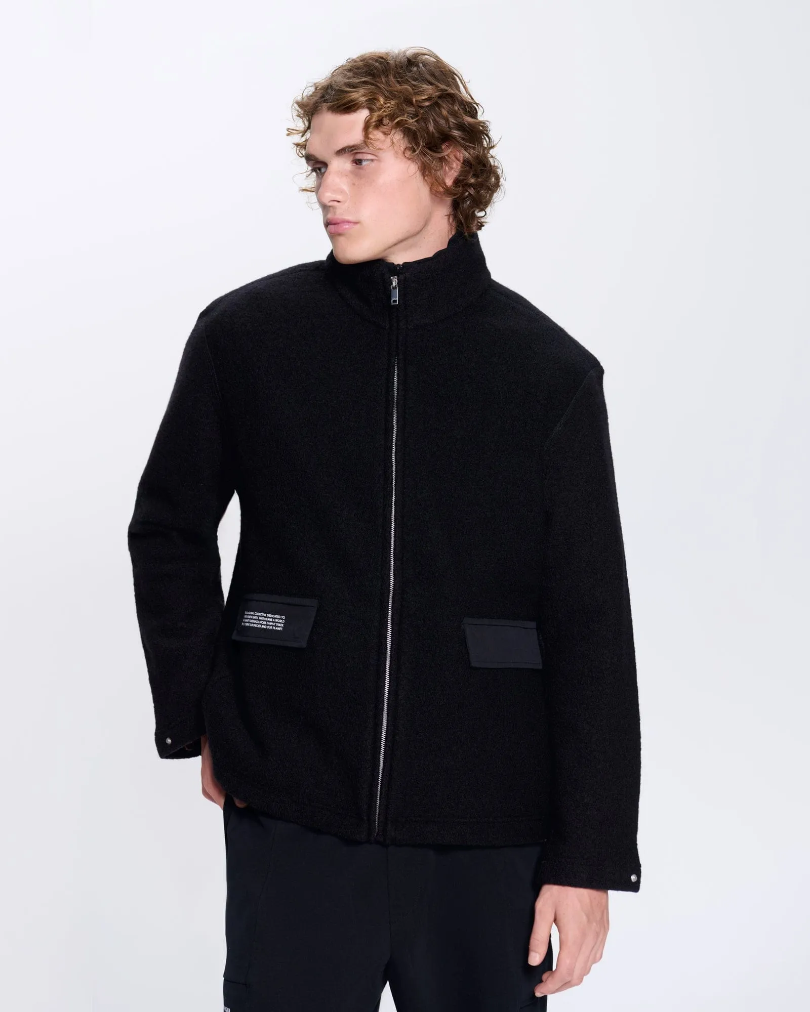 Mens DNA Utility Wool Jacket—black sold by Pangaia