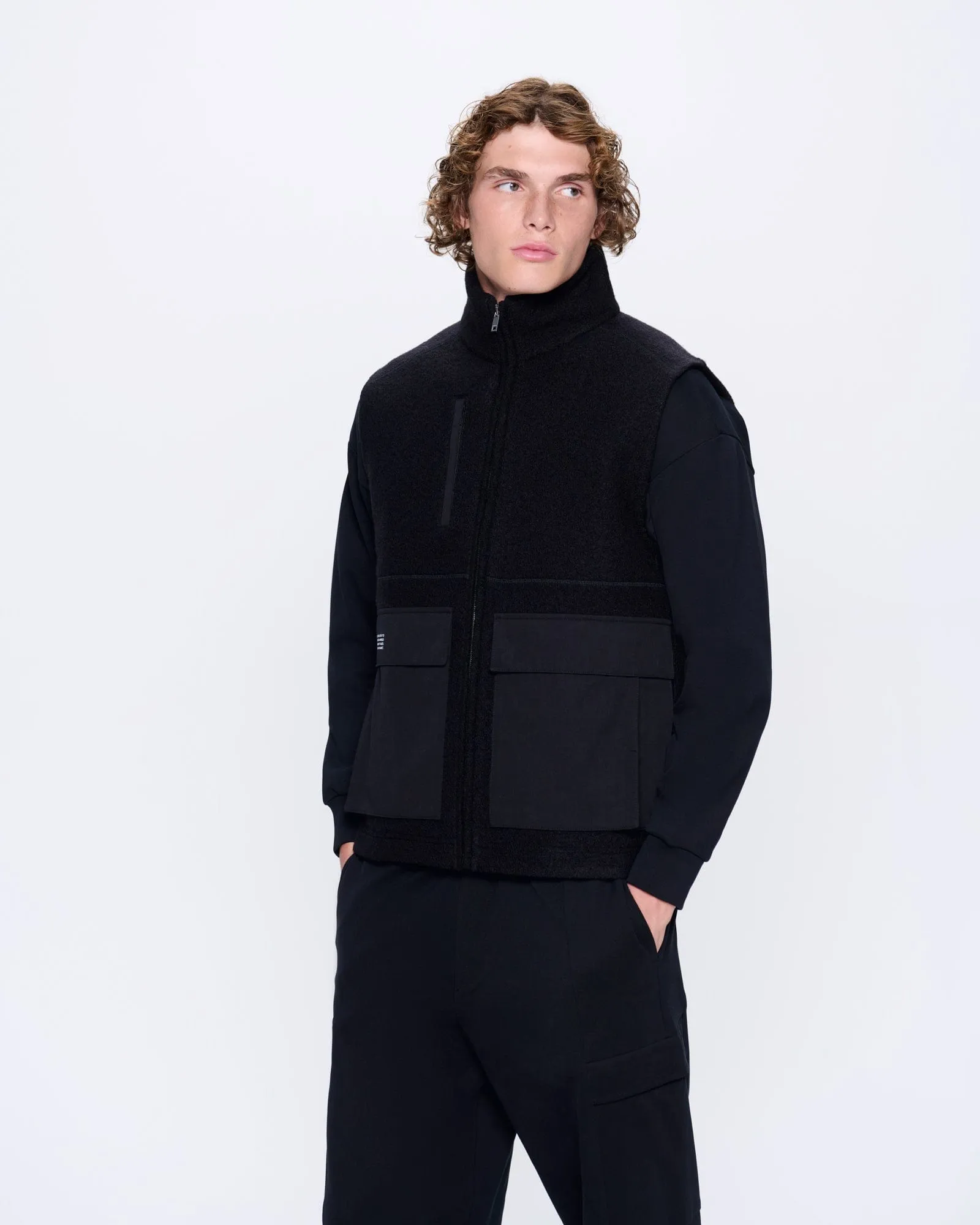 Mens DNA Utility Wool Gilet—black sold by Pangaia product image thumbnail 3