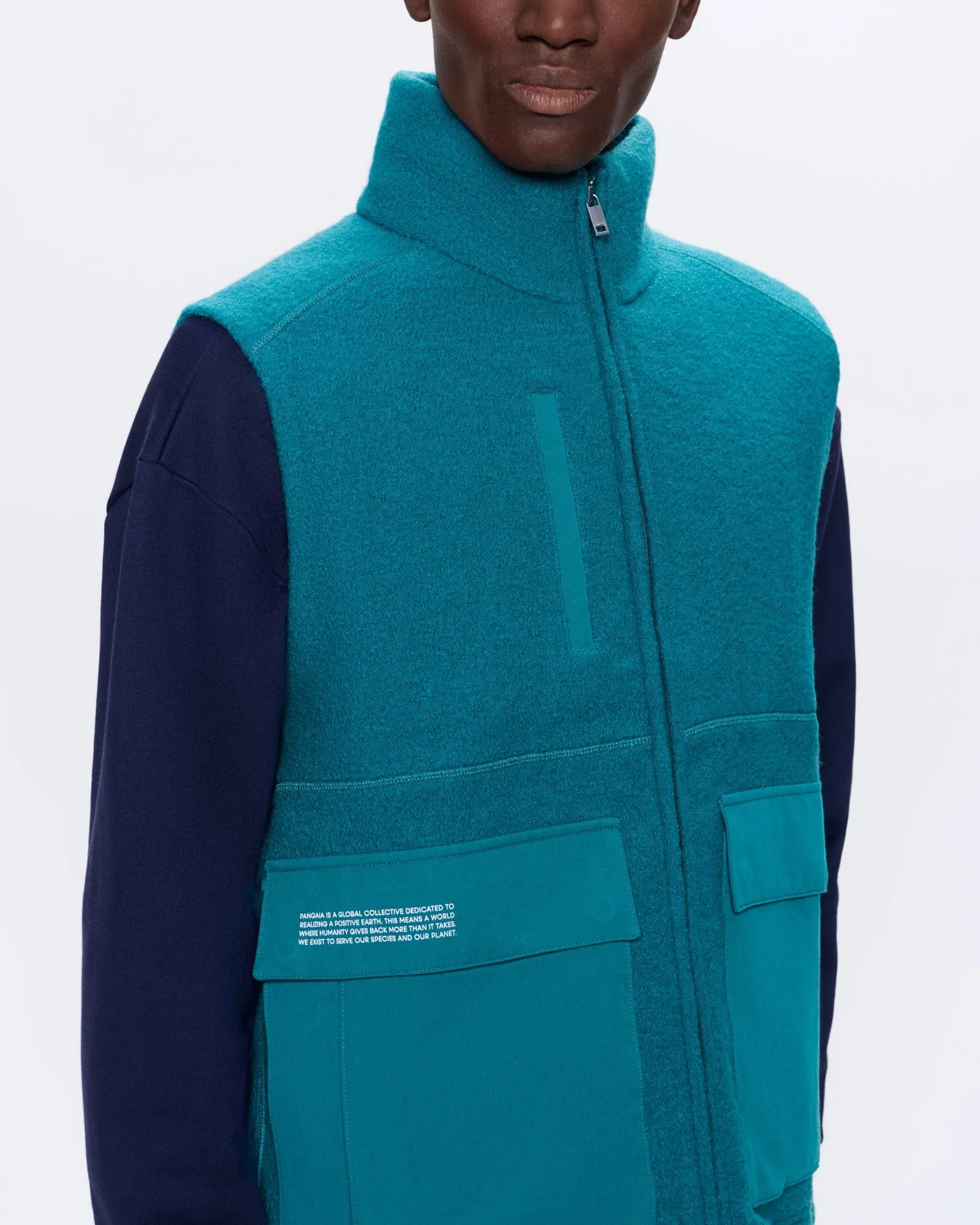 Mens DNA Utility Wool Gilet—scarab teal sold by Pangaia product image thumbnail 4