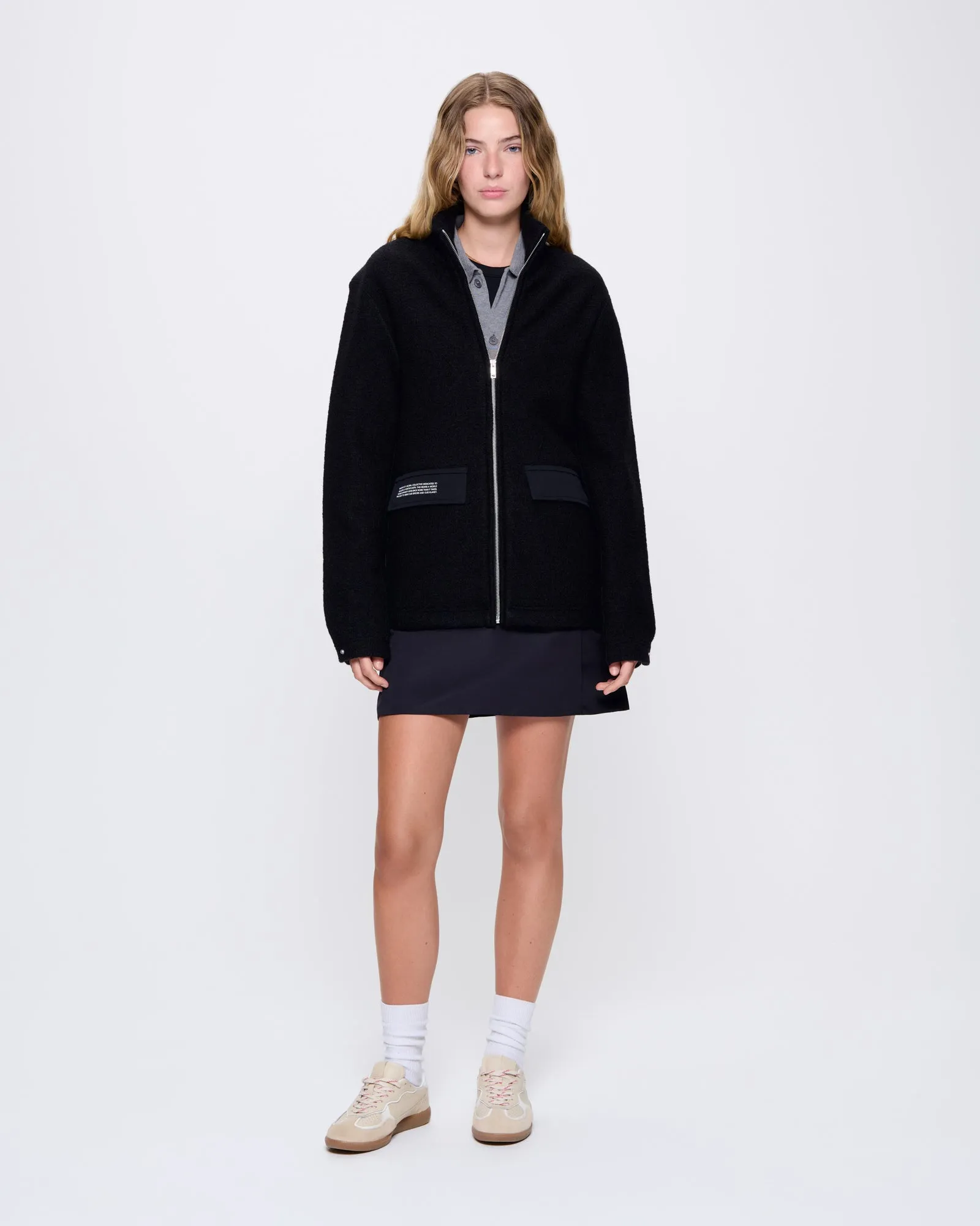Womens DNA Utility Wool Jacket—black sold by Pangaia