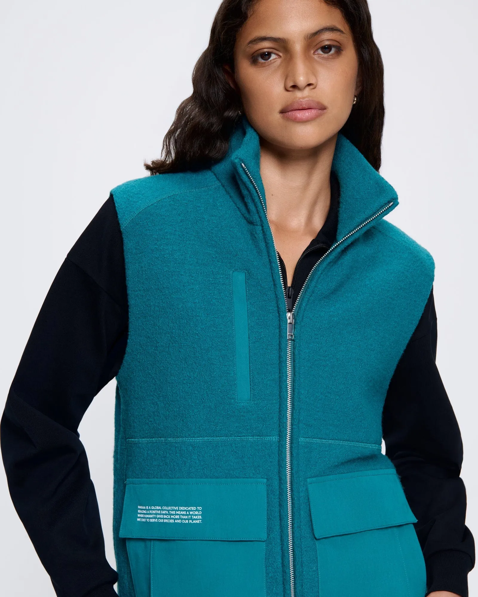 Womens DNA Utility Wool Gilet—scarab teal sold by Pangaia product image thumbnail 4