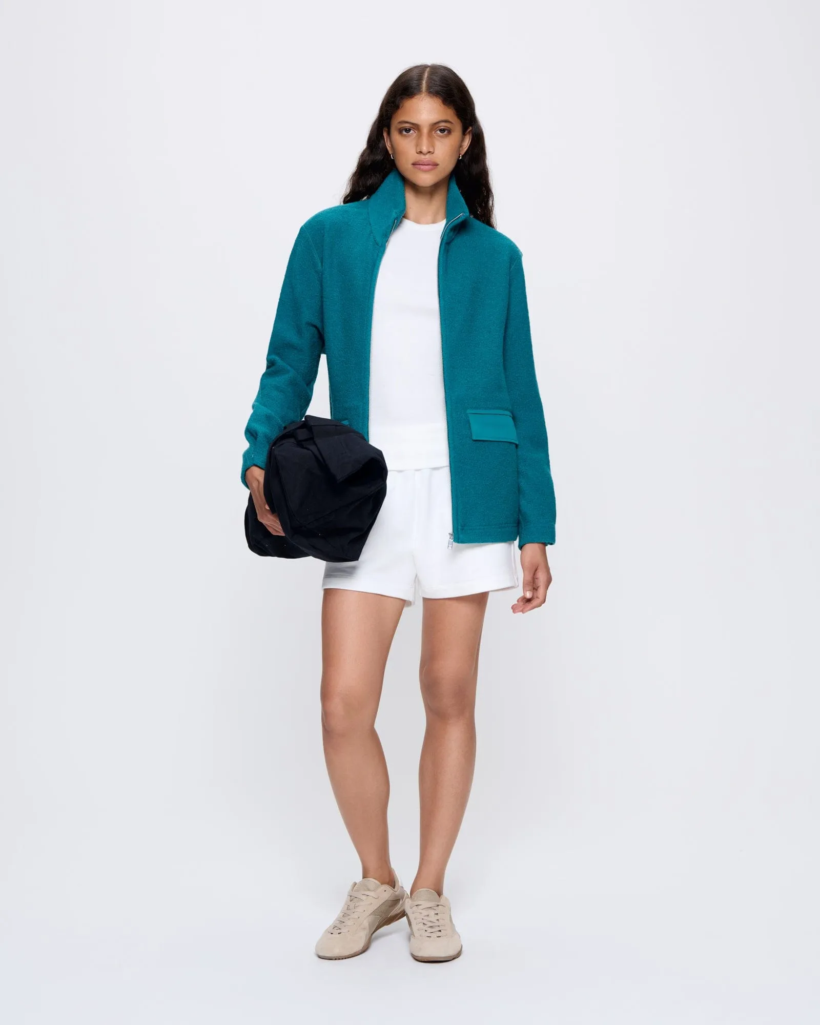 Womens DNA Utility Wool Jacket—scarab teal sold by Pangaia