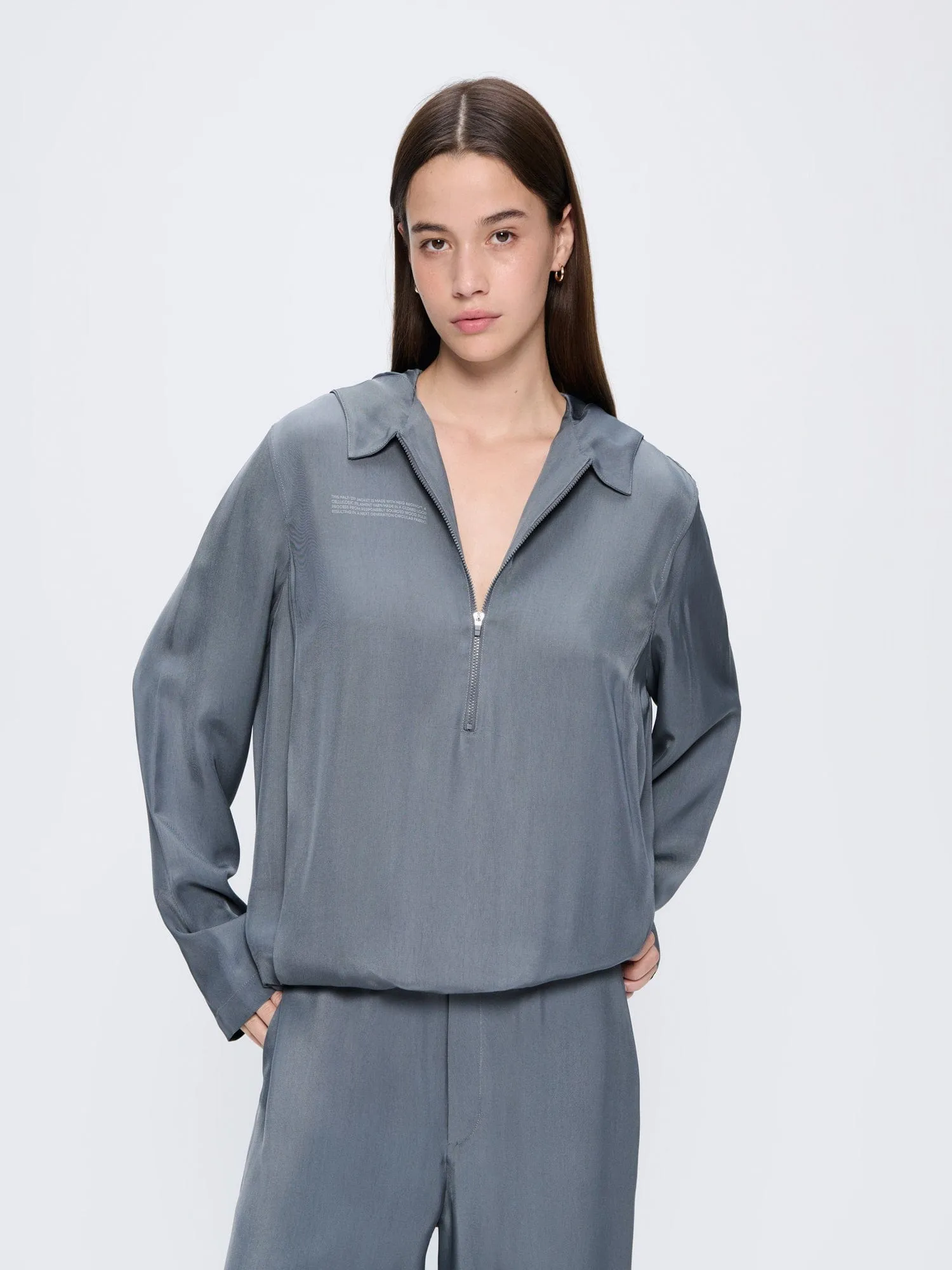 Womens AeoniQ™ Half-Zip Overtop— Volcanic Gray sold by Pangaia