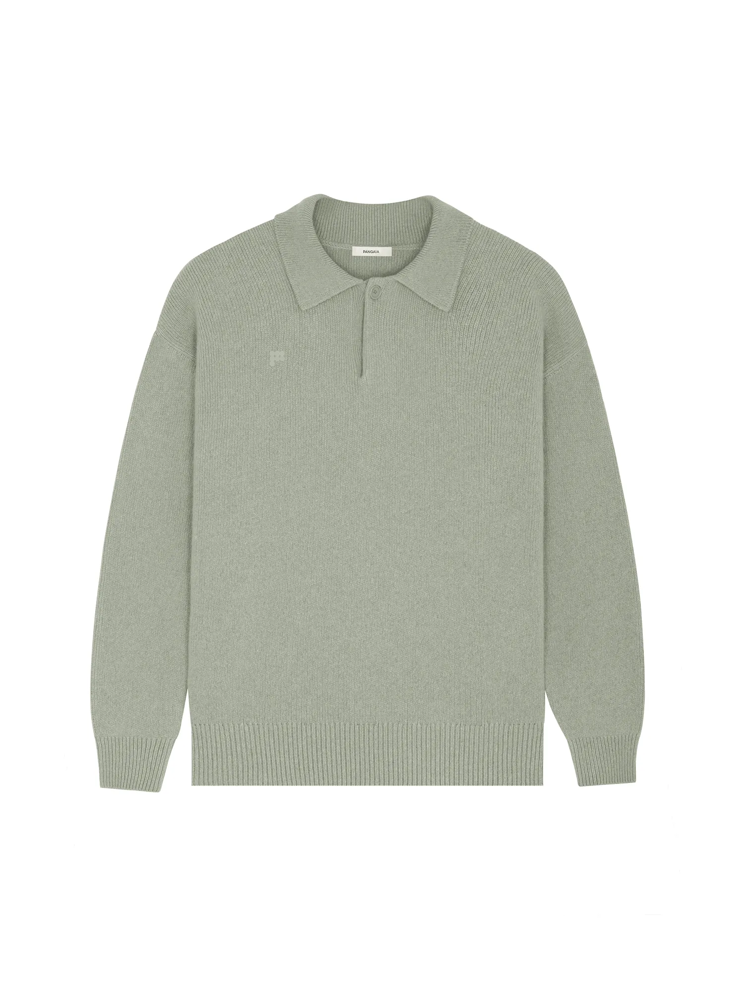 Womens Recycled Cashmere Polo Sweater—moss green sold by Pangaia