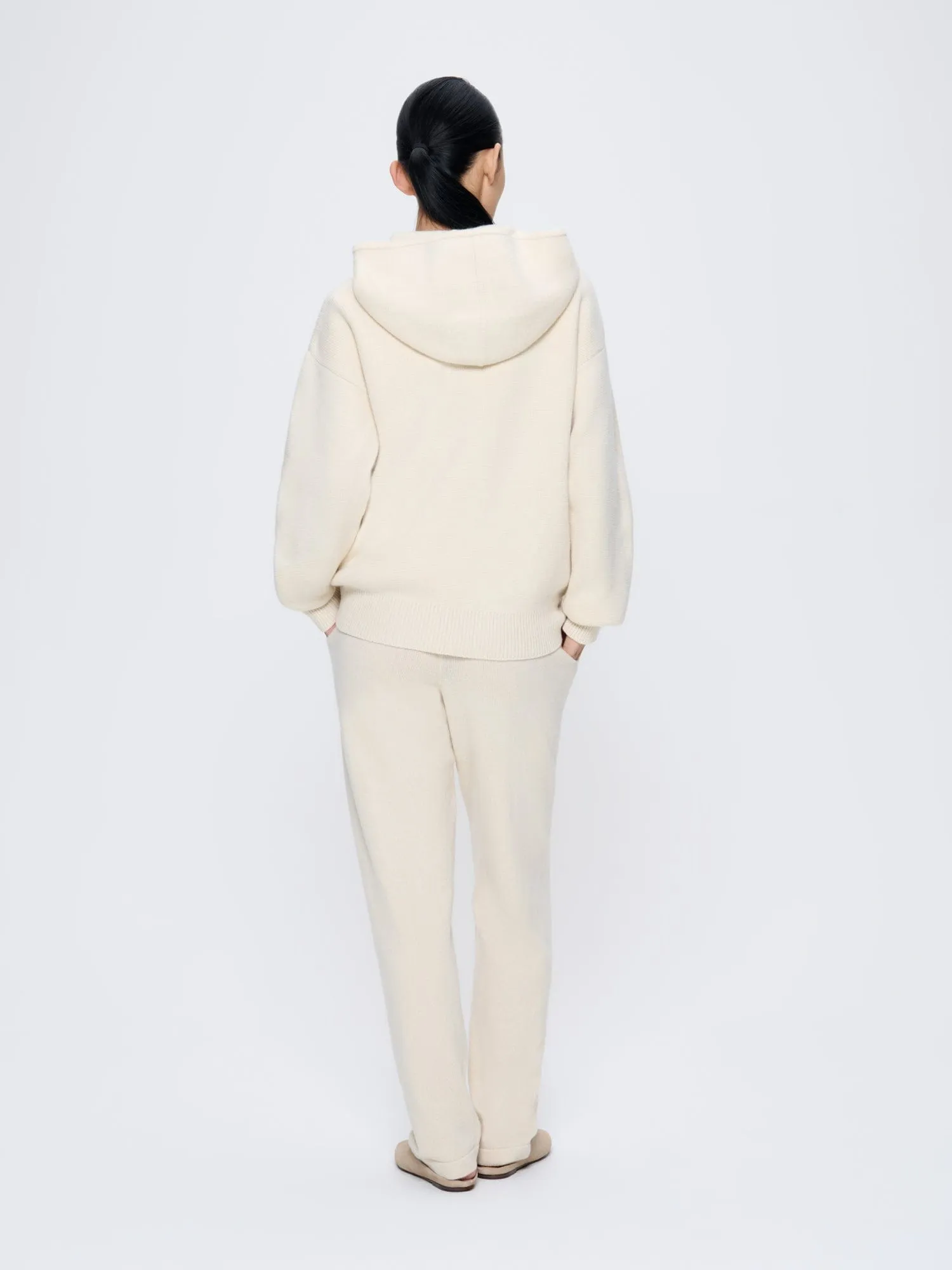 Womens Recycled Cashmere Tapered Track Pants—ecru ivory sold by Pangaia product image thumbnail 5