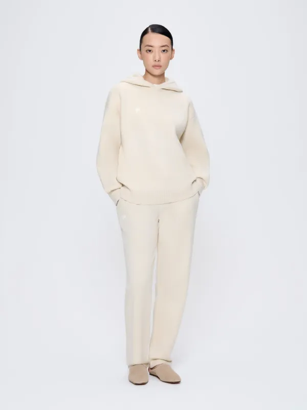 Womens Recycled Cashmere Tapered Track Pants—ecru ivory sold by Pangaia