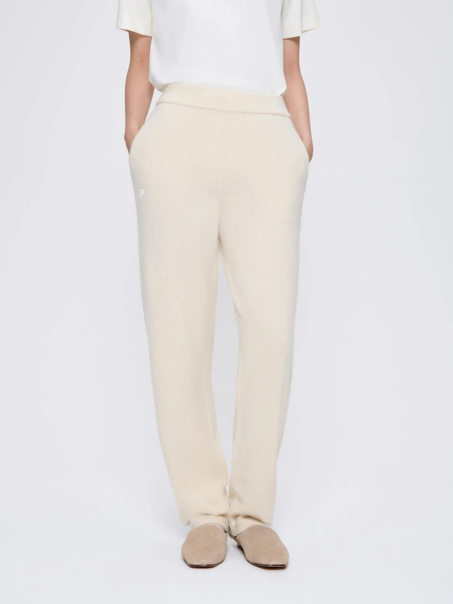 Womens Recycled Cashmere Tapered Track Pants—ecru ivory sold by Pangaia product image thumbnail 3