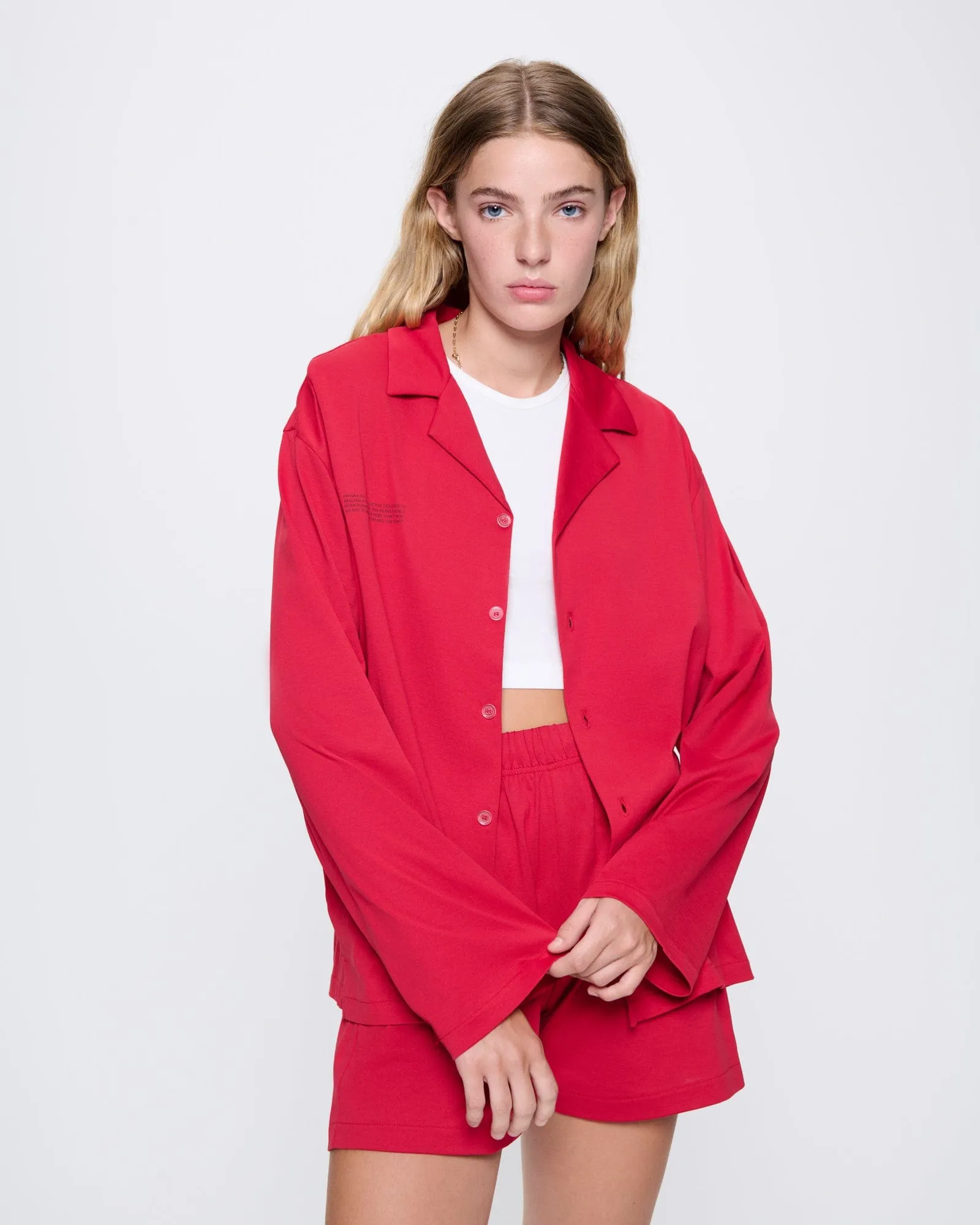 Womens 365 Lightweight Short Pyjama Shorts Set —goji red sold by Pangaia product image thumbnail 3