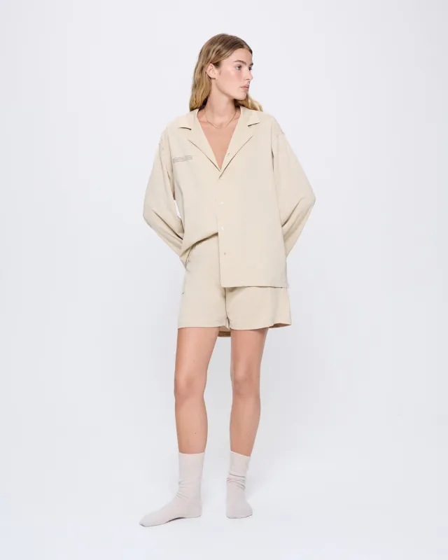 Womens 365 Lightweight Short Pyjama Shorts Set —maitake beige sold by Pangaia