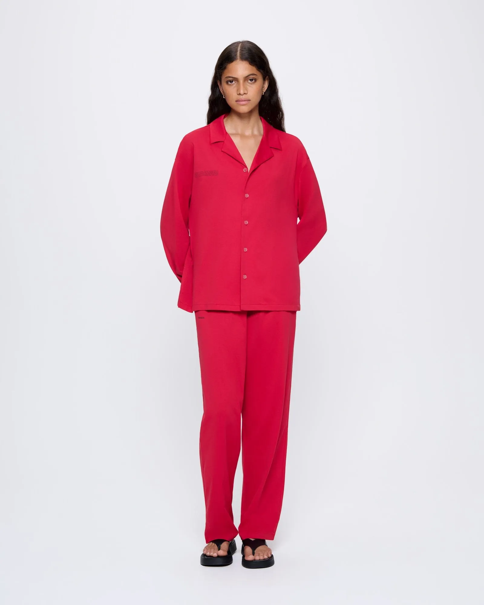 Womens 365 Lightweight Long Pyjama Set —goji red sold by Pangaia