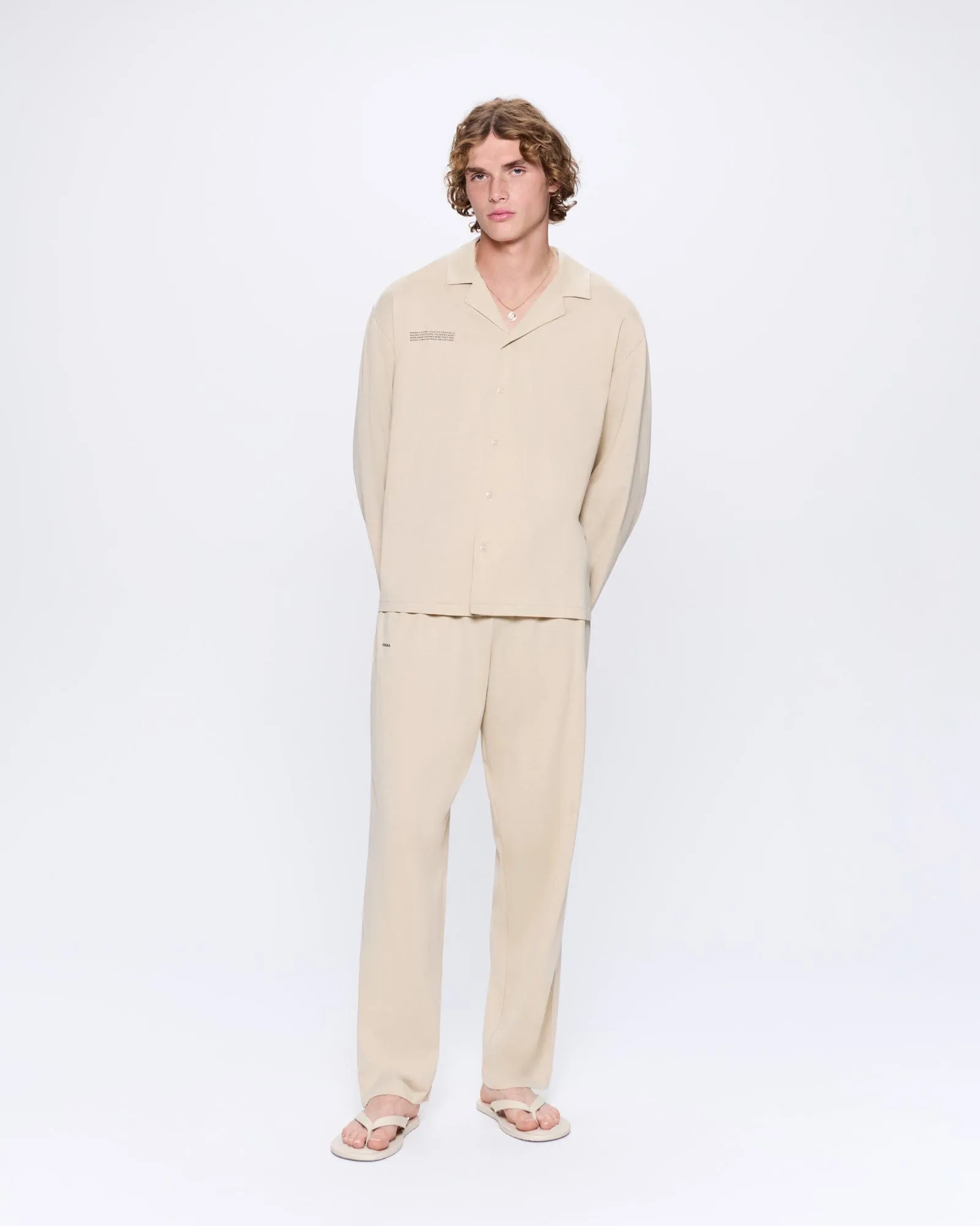 Mens 365 Lightweight Long Pyjama Set —maitake beige sold by Pangaia