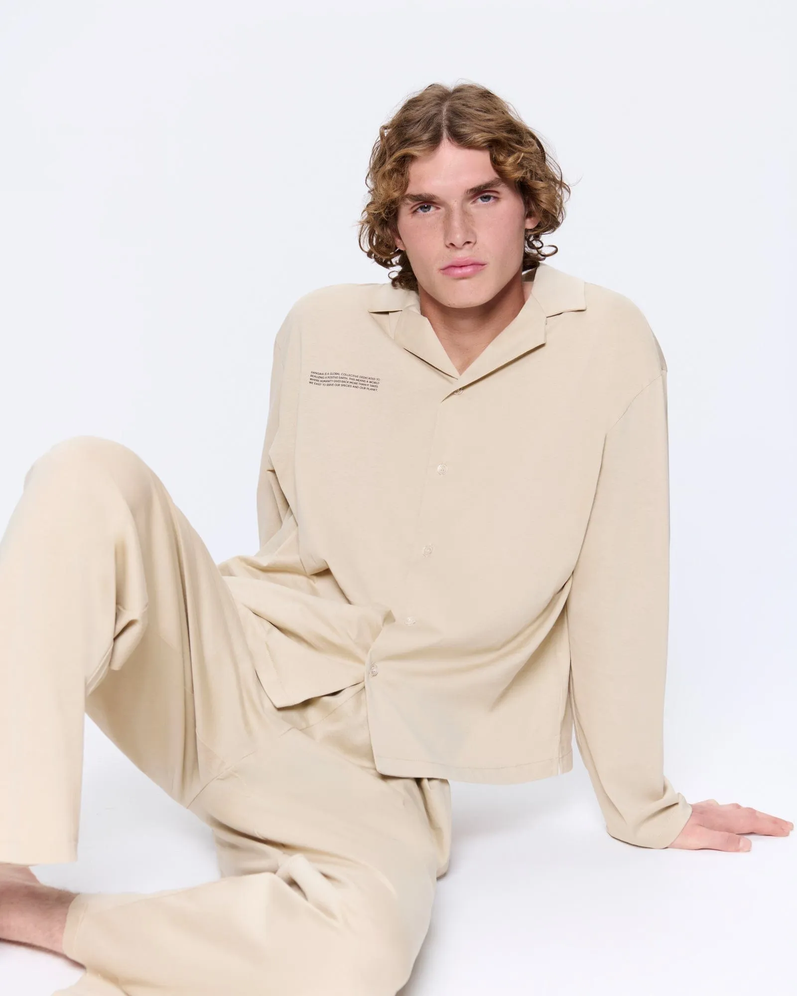 Mens 365 Lightweight Long Pyjama Set —maitake beige sold by Pangaia product image thumbnail 3