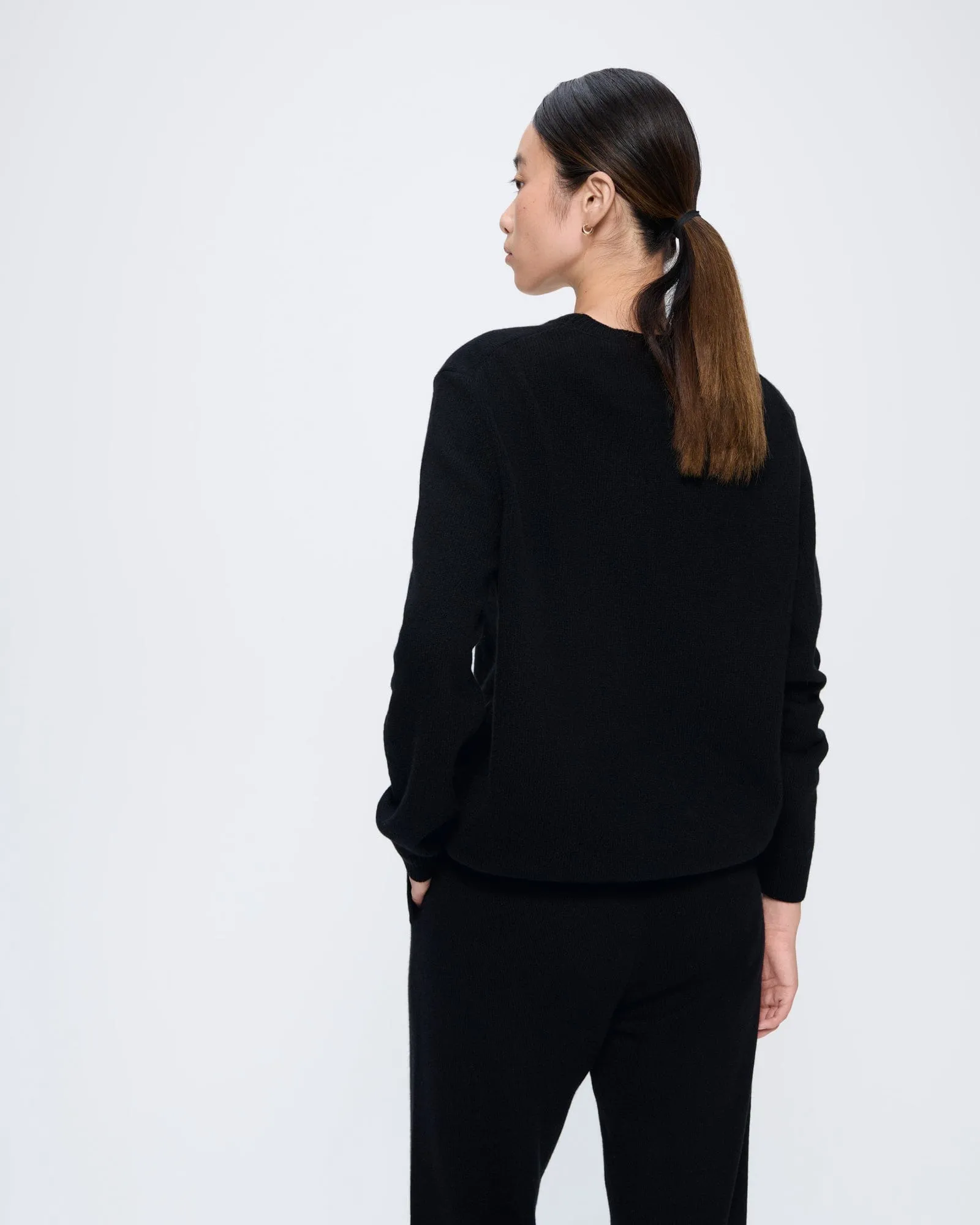 Womens Recycled Cashmere Crewneck Sweatshirt—black sold by Pangaia product image thumbnail 5