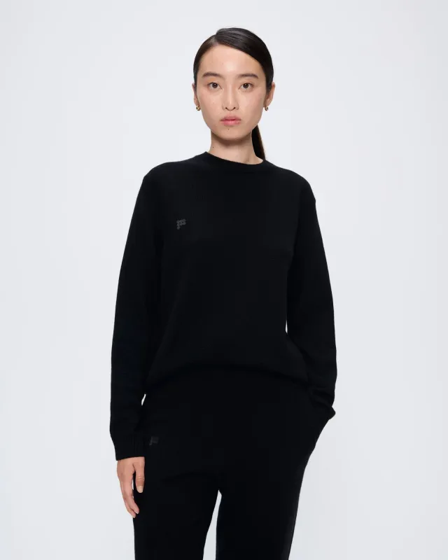 Womens Recycled Cashmere Crewneck Sweatshirt—black sold by Pangaia