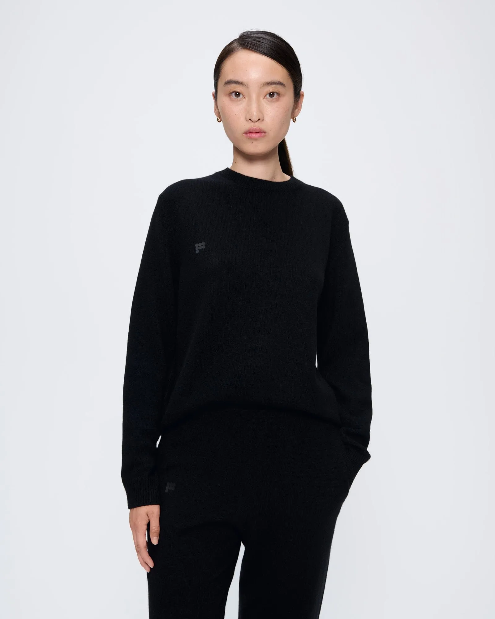 Womens Recycled Cashmere Crewneck Sweatshirt—black sold by Pangaia