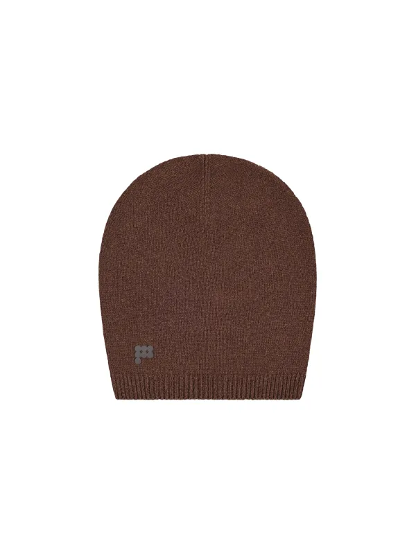 Recycled Cashmere Beanie—chestnut brown sold by Pangaia