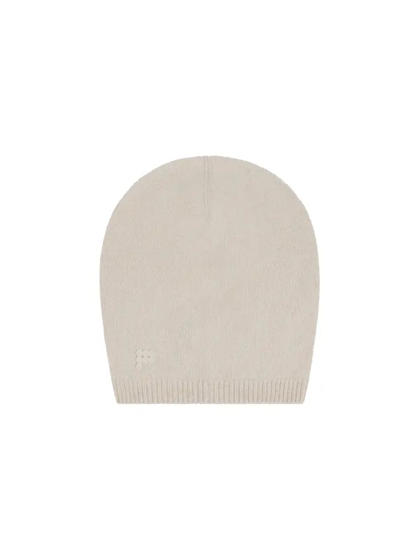Recycled Cashmere Beanie—oatmeal sold by Pangaia