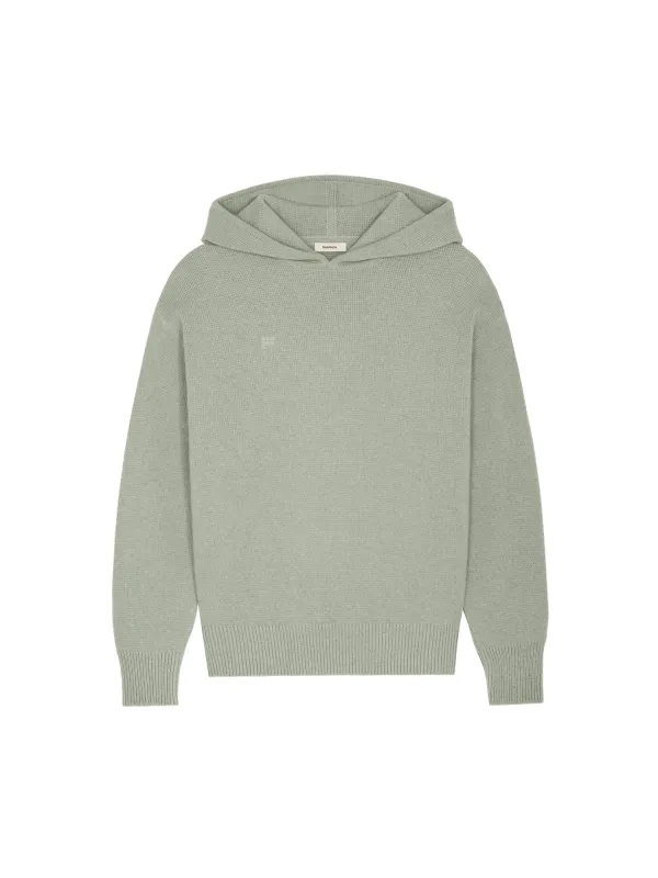 Womens Recycled Cashmere Hoodie—moss green sold by Pangaia